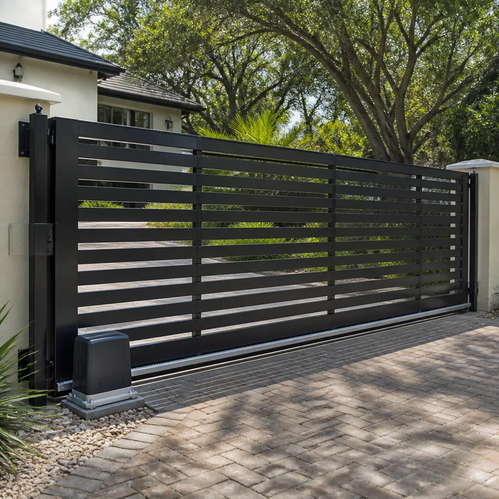 Sliding driveway gates
